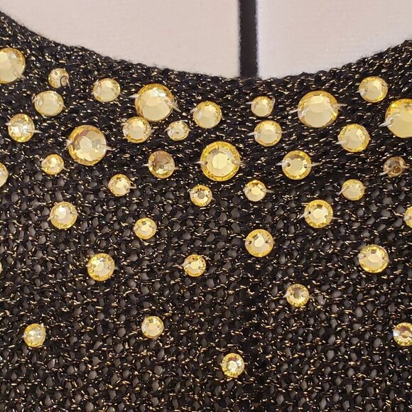 Women's Black Embellished Scoop-Neck Metallic Pullover Sweater by Ruby Rd, SZ XL - Picture 3 of 10